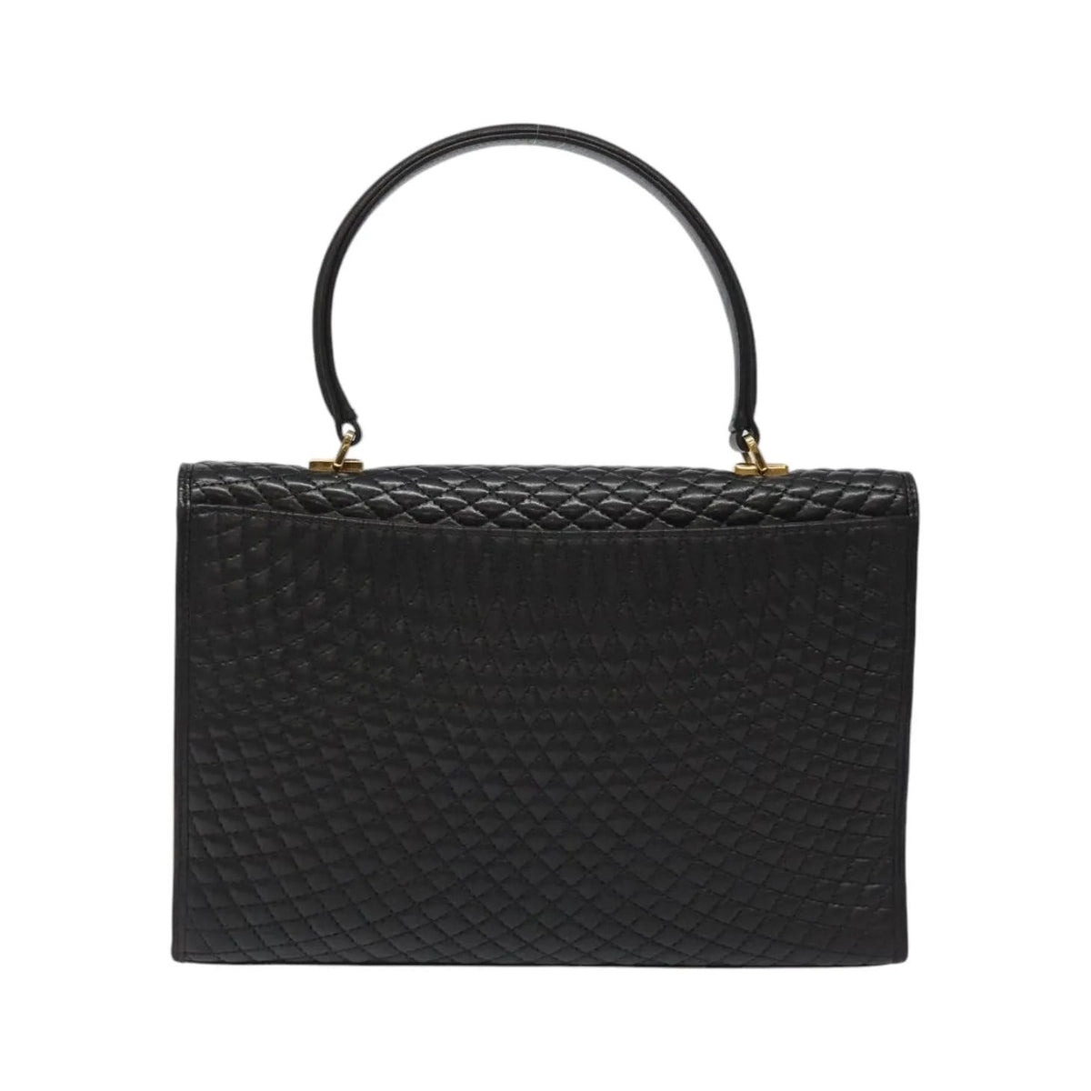 Bally Vintage Quilted Leather, Black, Leather, Handbag