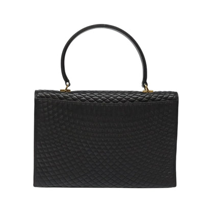Bally Vintage Quilted Leather, Black, Leather, Handbag