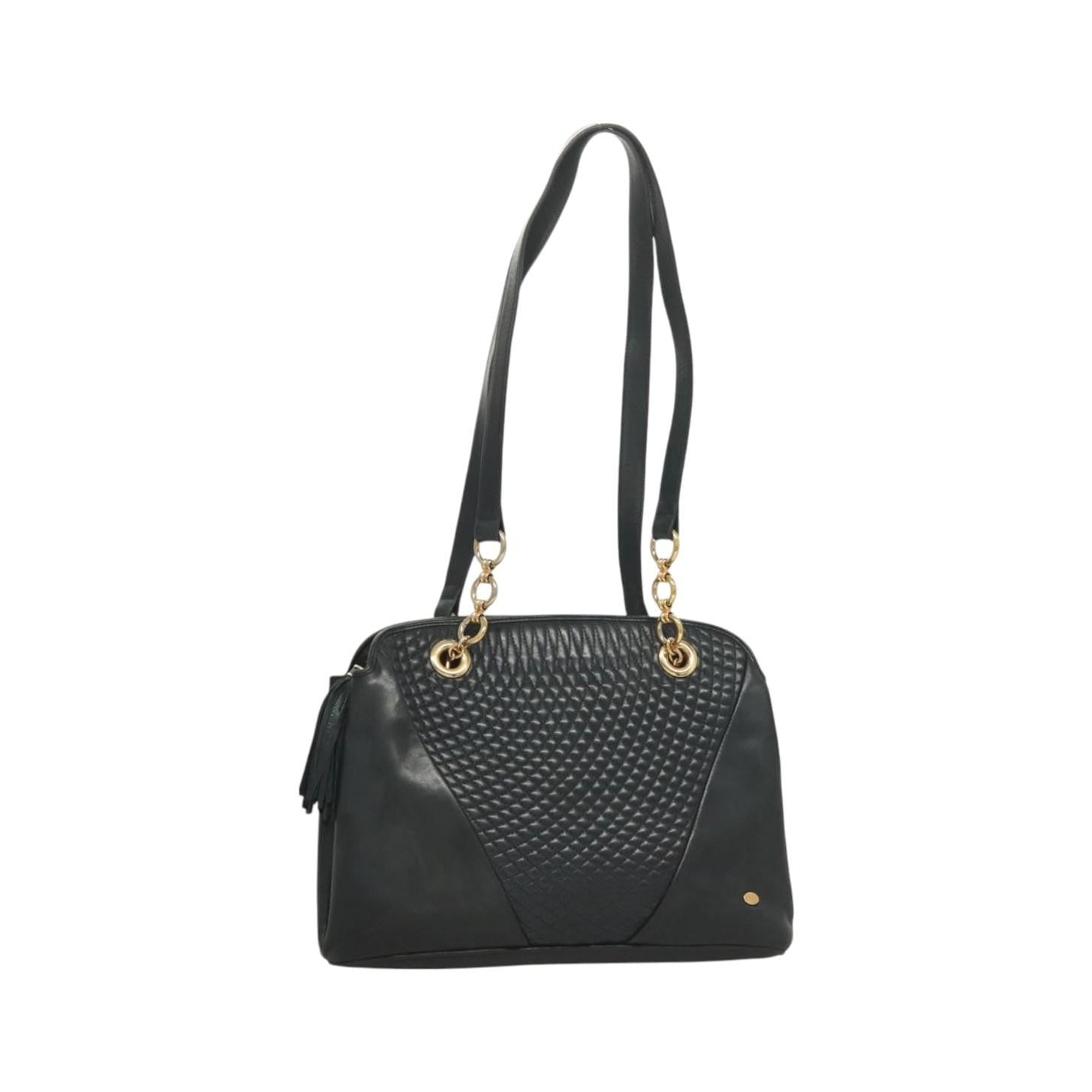 Bally Vintage Quilted leather, Black, Leather, Handbag