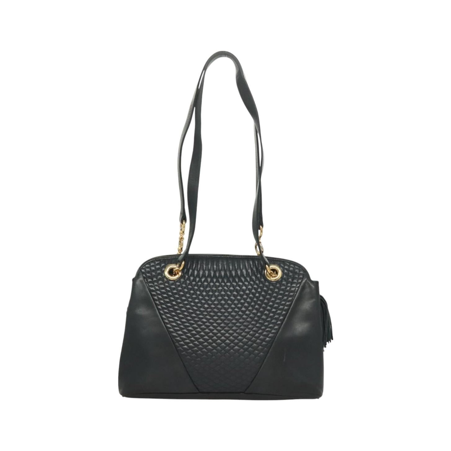 Bally Vintage Quilted leather, Black, Leather, Handbag
