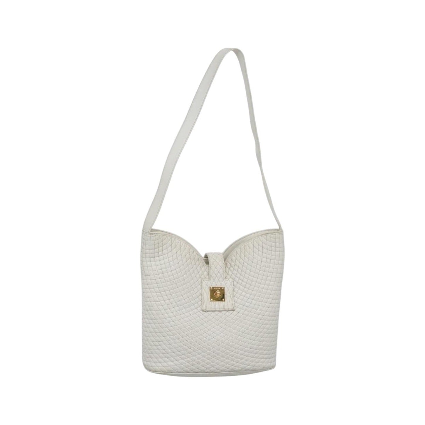 Bally Vintage Quilted leather, White, Leather, Shoulder Bag