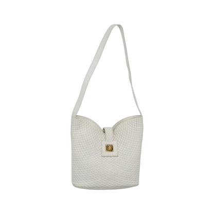 Bally Vintage Quilted leather, White, Leather, Shoulder Bag