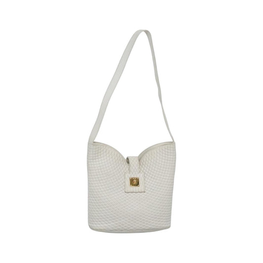 Bally Vintage Quilted leather, White, Leather, Shoulder Bag