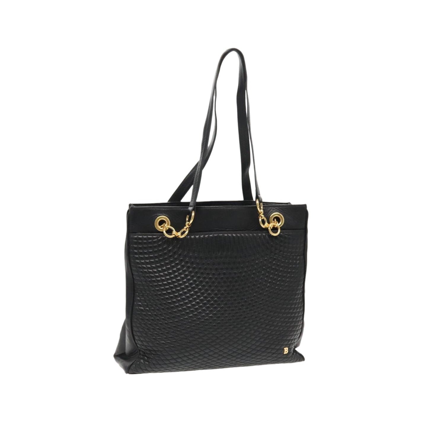 Bally Vintage Quilted Leather, Black, Leather, Shoulder Bag