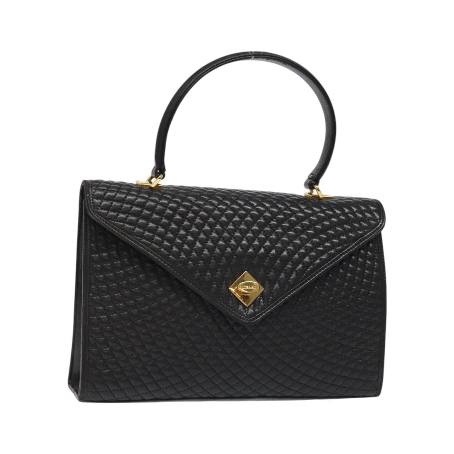 Bally Vintage Quilted Leather, Black, Leather, Handbag
