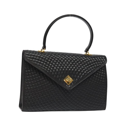 Bally Vintage Quilted Leather, Black, Leather, Handbag