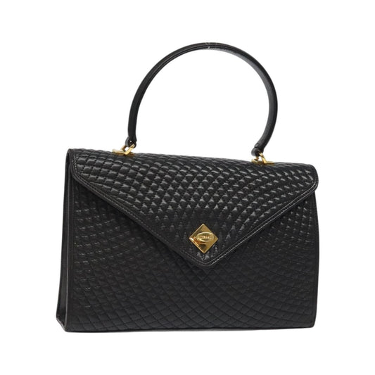 Bally Vintage Quilted Leather, Black, Leather, Handbag