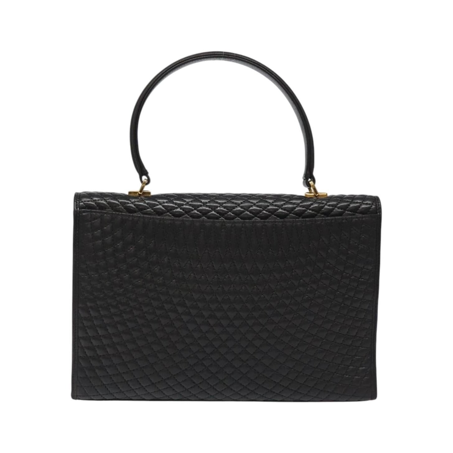 Bally Vintage Quilted Leather, Black, Leather, Handbag