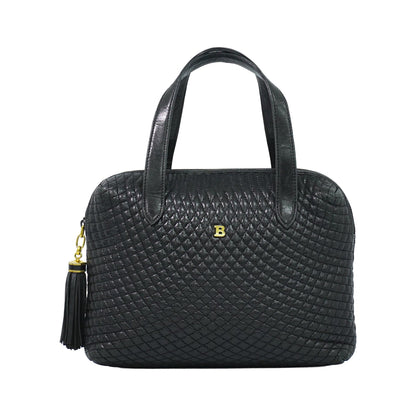 Bally Vintage Quilted Leather, Black, Leather, Handbag