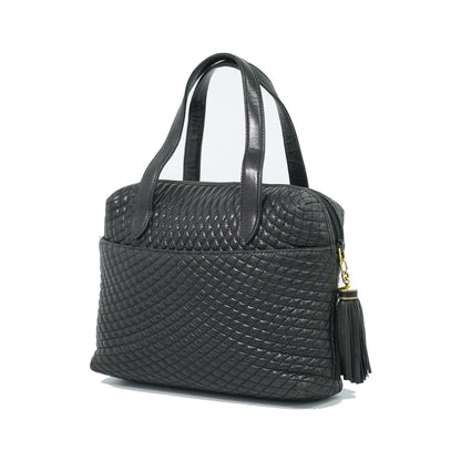 Bally Vintage Quilted Leather, Black, Leather, Handbag