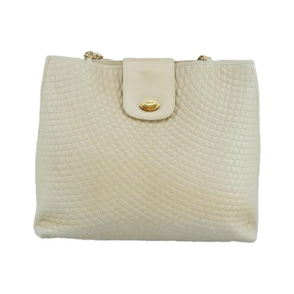 Bally Vintage Quilted Leather, Beige, Leather, Shoulder Bag