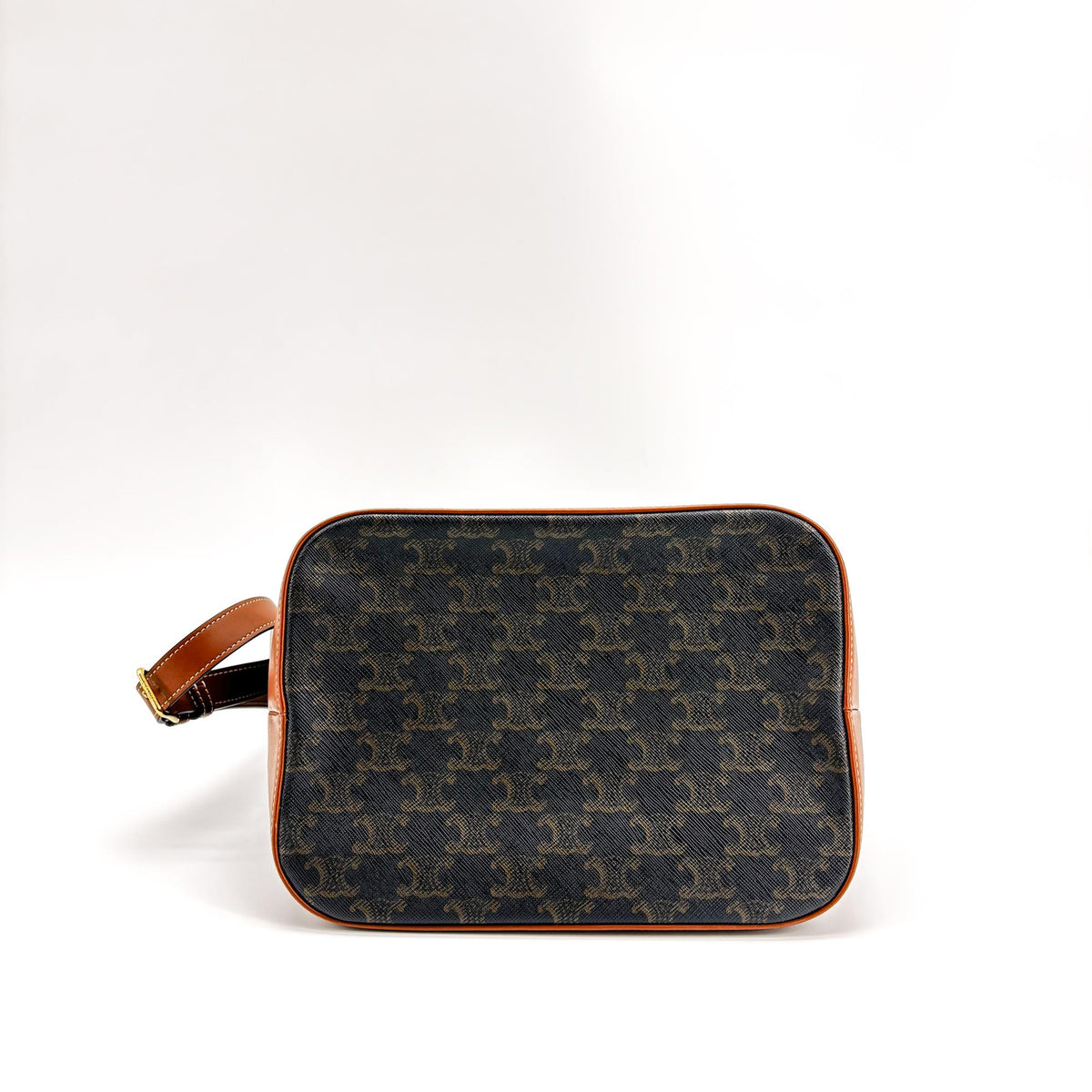 Celine Bucket Triomphe Coated Canvas, Black, Canvas, Shoulder Bag