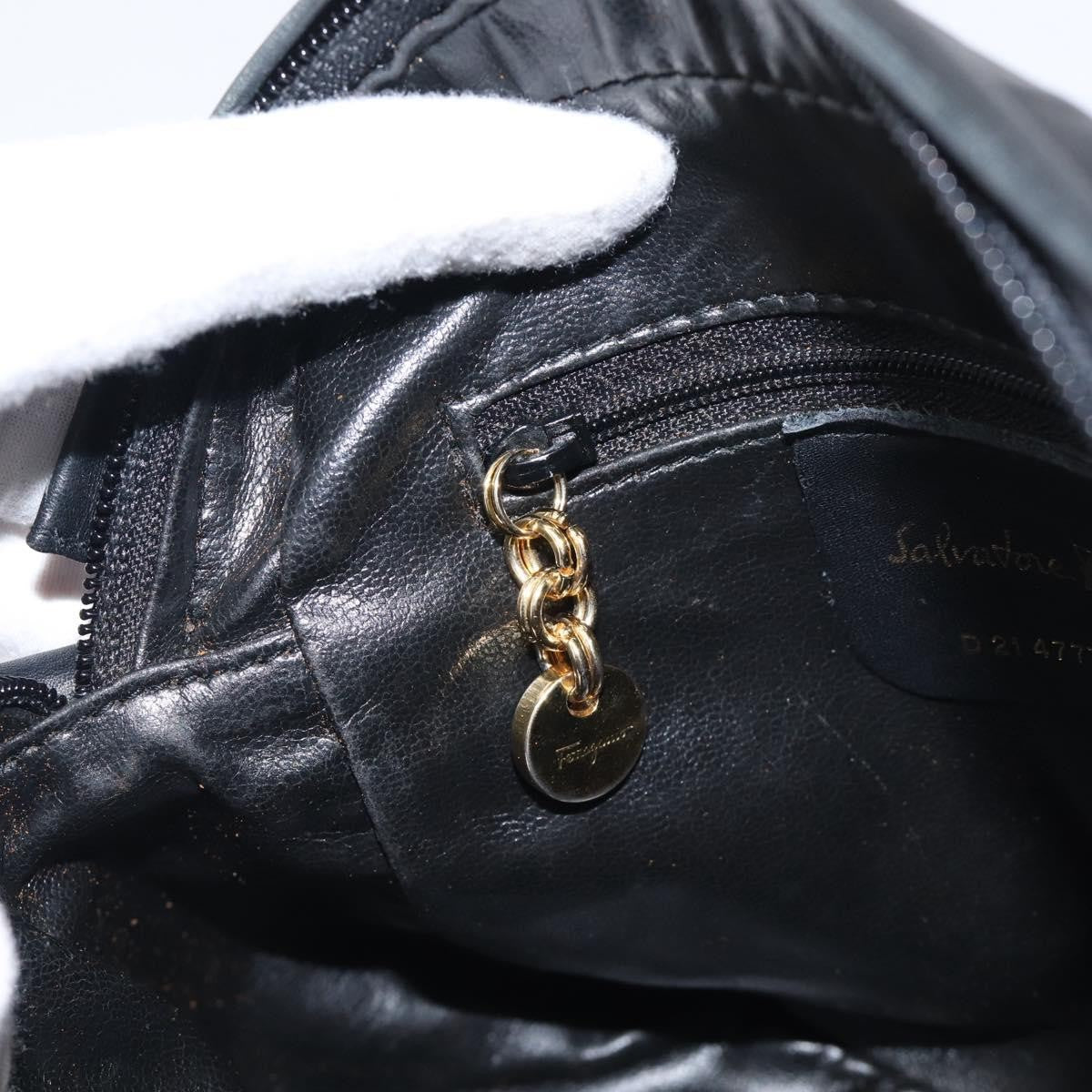 Salvatore Ferragamo Gancini Leather, Black, Leather, Crossbody Bag