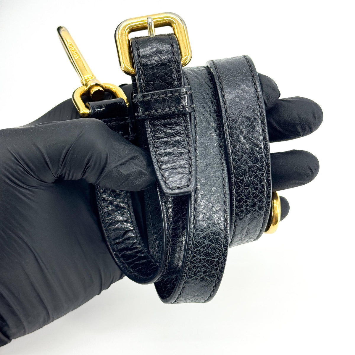 Prada Convertible Boston Vitello Shine, Black, Leather, Handbag