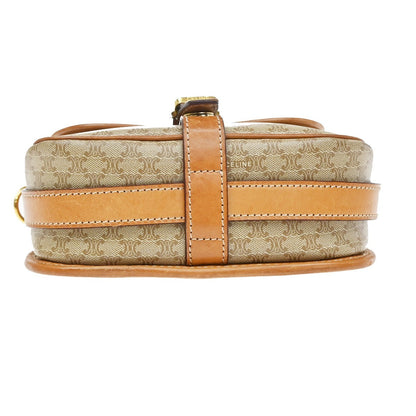 Celine Vintage Macadam Canvas and Leather, Beige, Canvas, Shoulder Bag