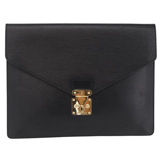 Louis Vuitton Porte-Documents Senateur Epi Leather, Black, Leather, Handbag