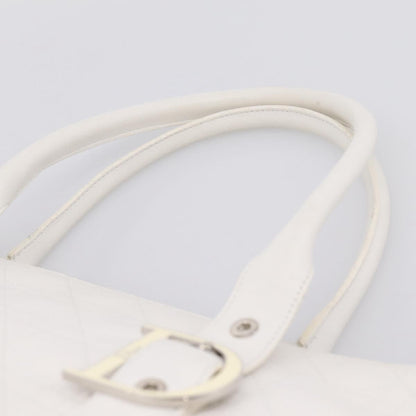 Christian Dior D Buckle Tote Cannage Stitch Leather, White, Leather, Tote Bag