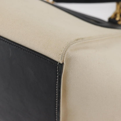 Celine Trapeze Leather with Canvas, Beige, Canvas, Handbag