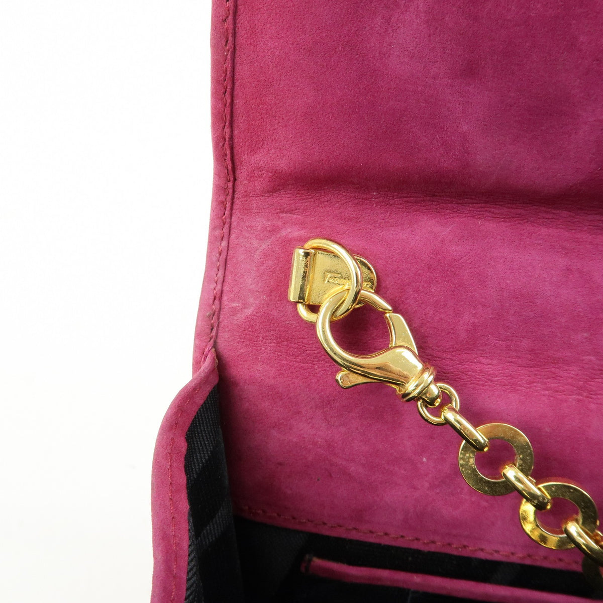 Salvatore Ferragamo Ginny Chain Waist Suede, Purple, Suede, Handbag