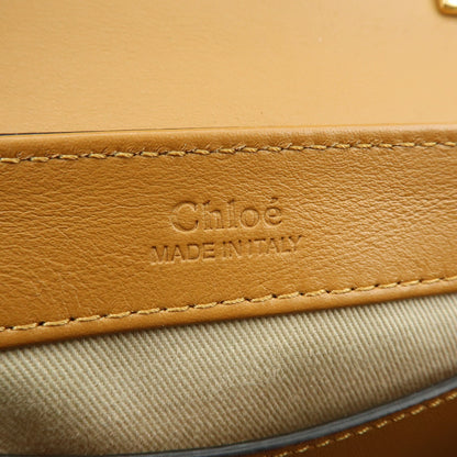 Chloe C Flap Crocodile Embossed Leather, Brown, Leather, Handbag