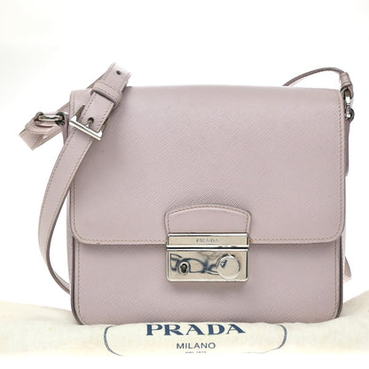 Prada Sound Flap Embroidered Saffiano, Pink, Leather, Shoulder Bag