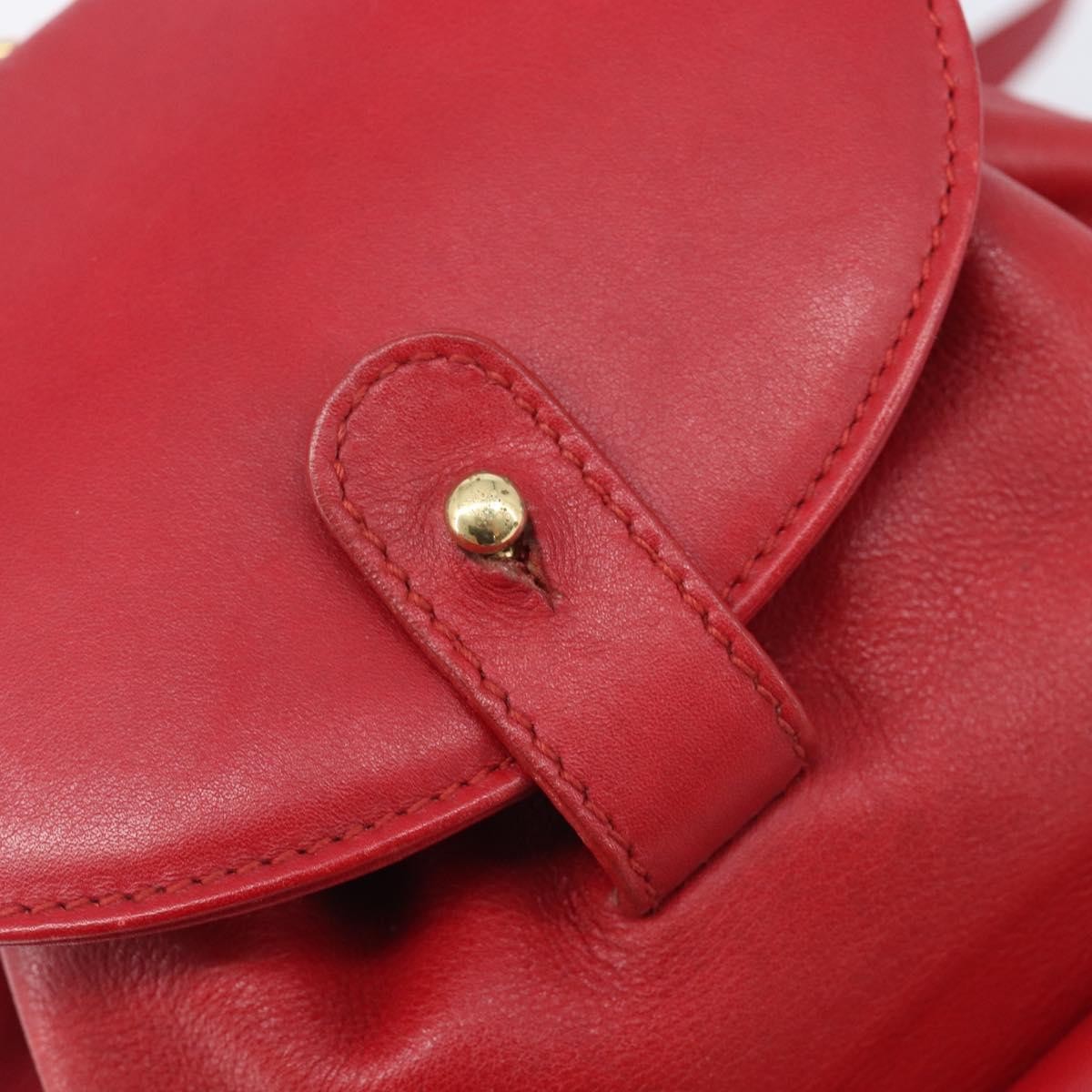 Gucci Vintage Bamboo Leather, Red, Leather, Backpack