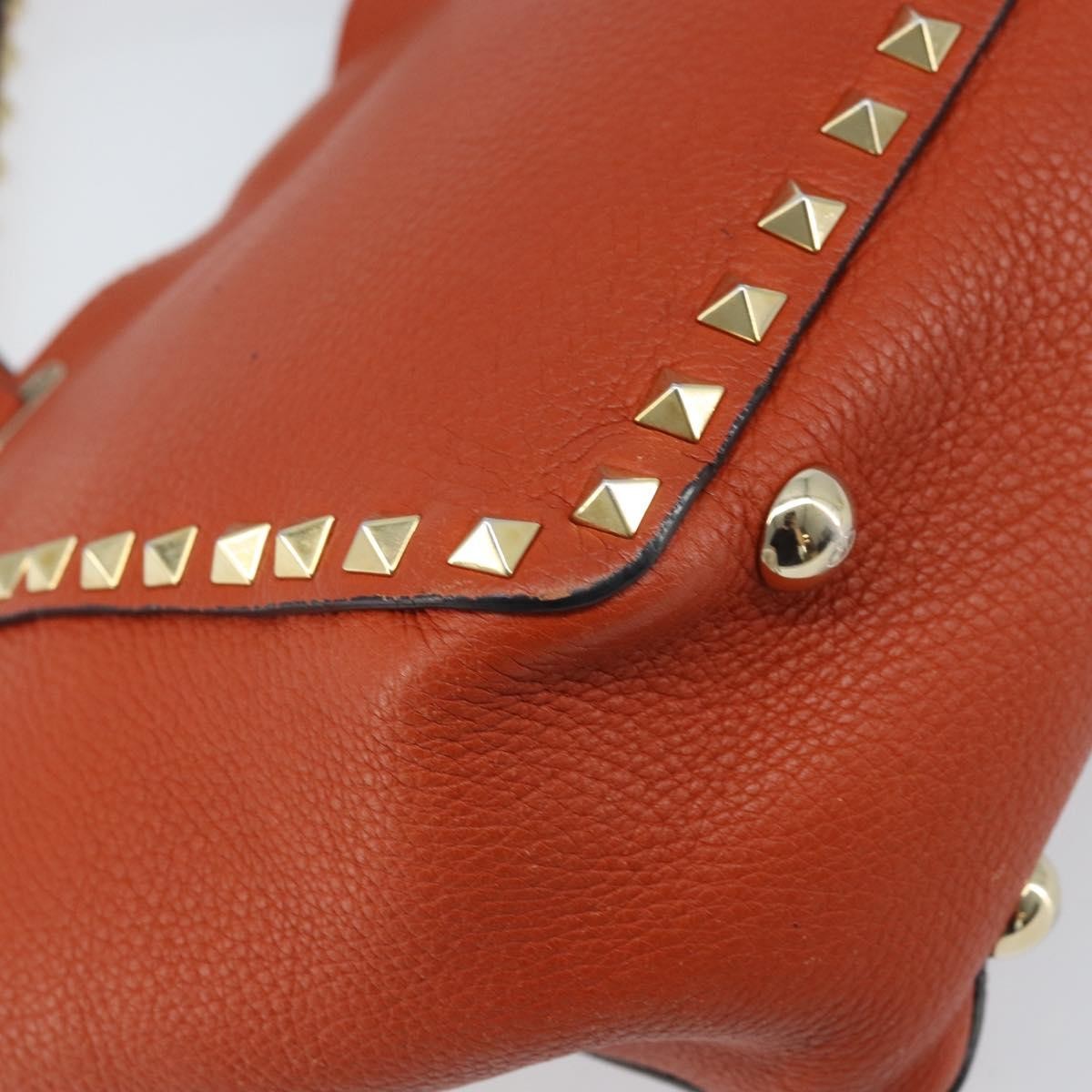 Valentino Garavani Rockstud Tote Soft Leather, Orange, Leather, Tote Bag