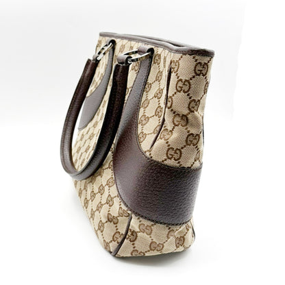 Gucci Vintage Ring Tote GG Canvas with Leather, Brown, Canvas, Tote Bag