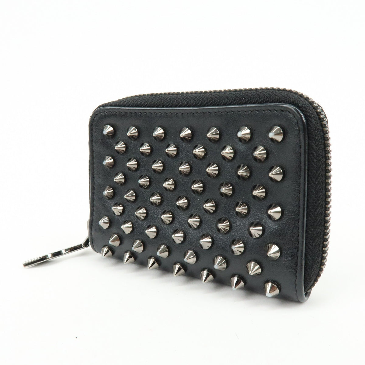 Christian Louboutin Panettone Coin Purse Spiked Leather, Black, Leather, Wallet