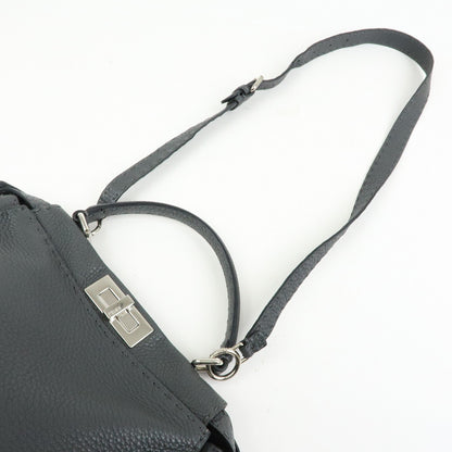 Fendi Selleria Peekaboo Leather, Gray, Leather, Handbag