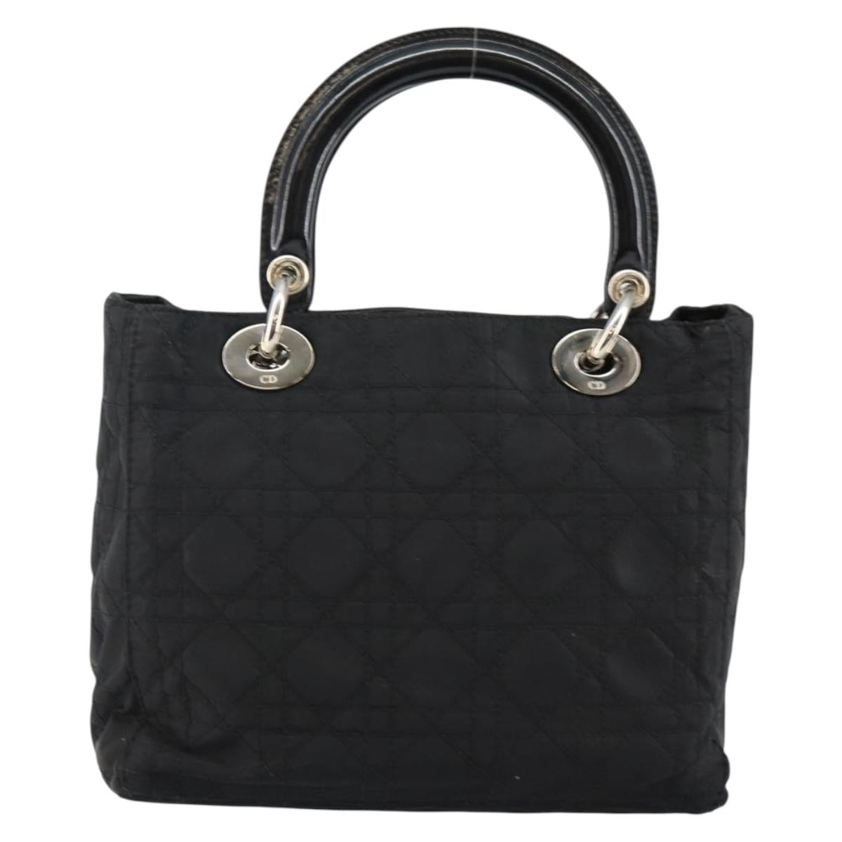Christian Dior Vintage Lady Dior Bag Cannage Quilt Nylon, BLACK, NYLON, Handbag