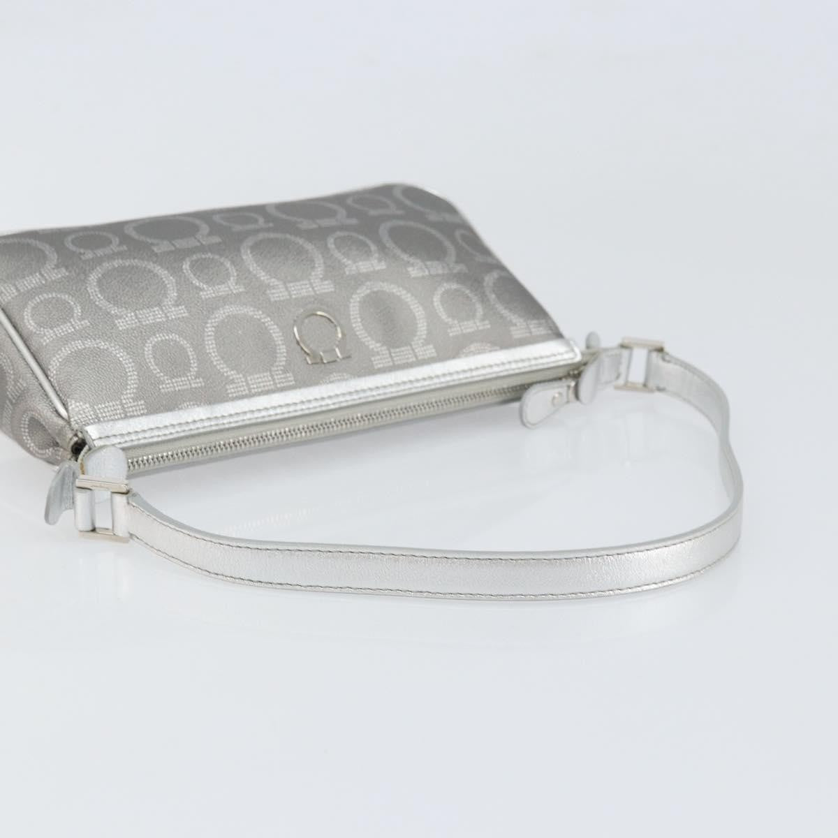 Salvatore Ferragamo Gancini Leather, Silver, Leather, Crossbody Bag
