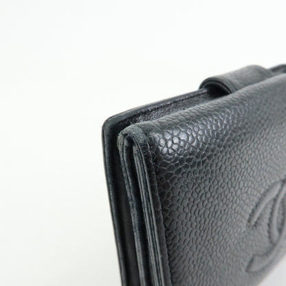 Chanel Vintage Timeless Bifold Caviar, Black, Leather, Wallet