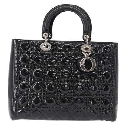 Christian Dior Lady Dior Cannage Stitch Patent, Black, Patent Leather, Handbag