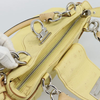 Salvatore Ferragamo Gancini Leather, Yellow, Leather, Handbag