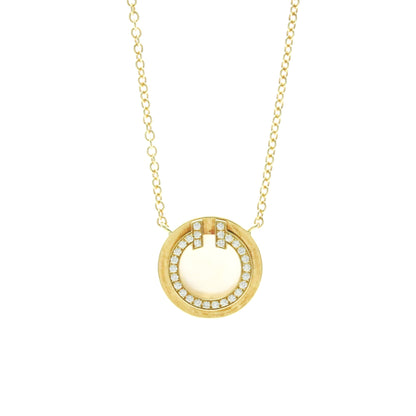 Tiffany & Co. T Circle Pendant 18K Yellow Gold with Diamond, Yellow, Yellow Gold, Necklace