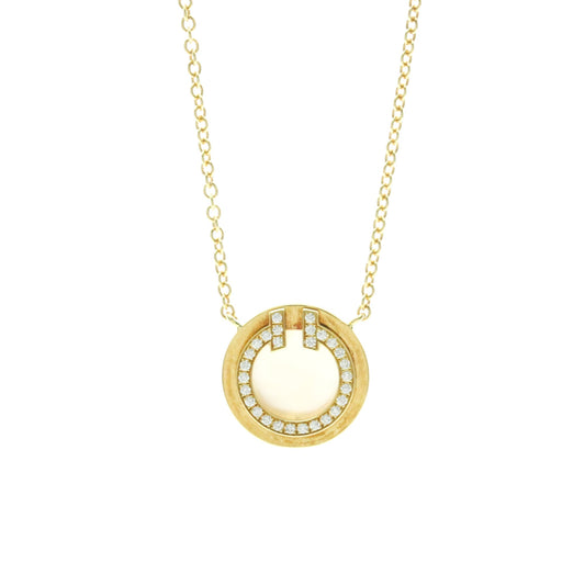 Tiffany & Co. T Circle Pendant 18K Yellow Gold with Diamond, Yellow, Yellow Gold, Necklace