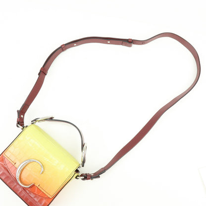 Chloe C Flap Crocodile Embossed Leather, Multicolour, Leather, Handbag