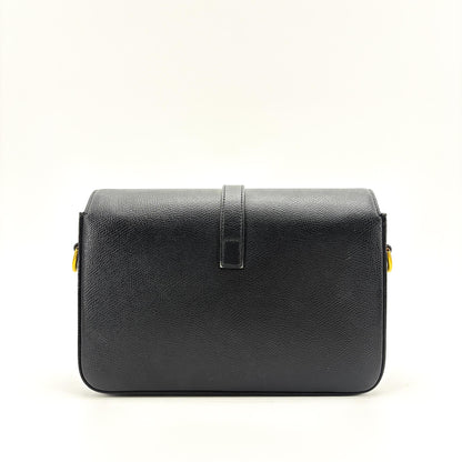 Saint Laurent Classic Monogram Crossbody Bag Metallic Leather, Black, Leather, Crossbody Bag