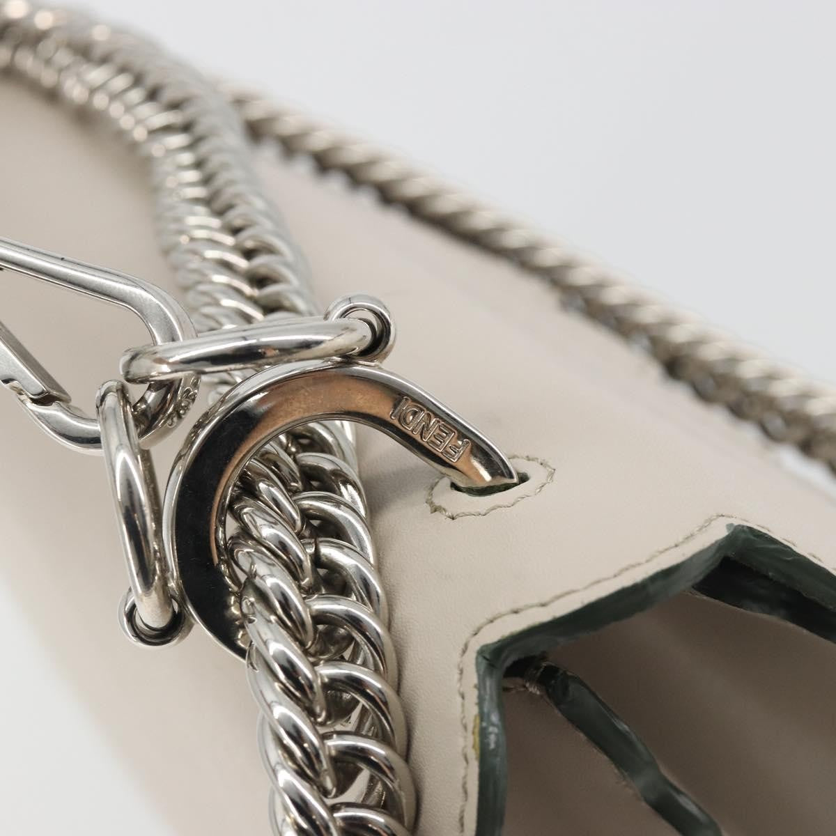Fendi Kan I Leather, Gray, Leather, Shoulder Bag