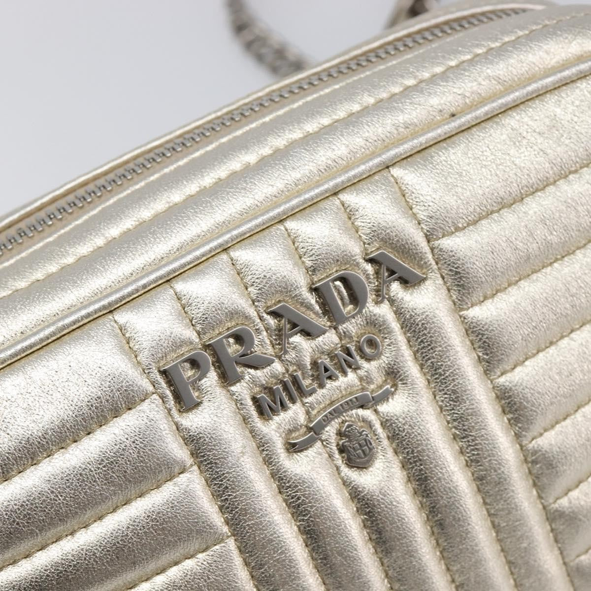 Prada Camera Diagramme Quilted Leather, Metallic, Leather, Shoulder Bag