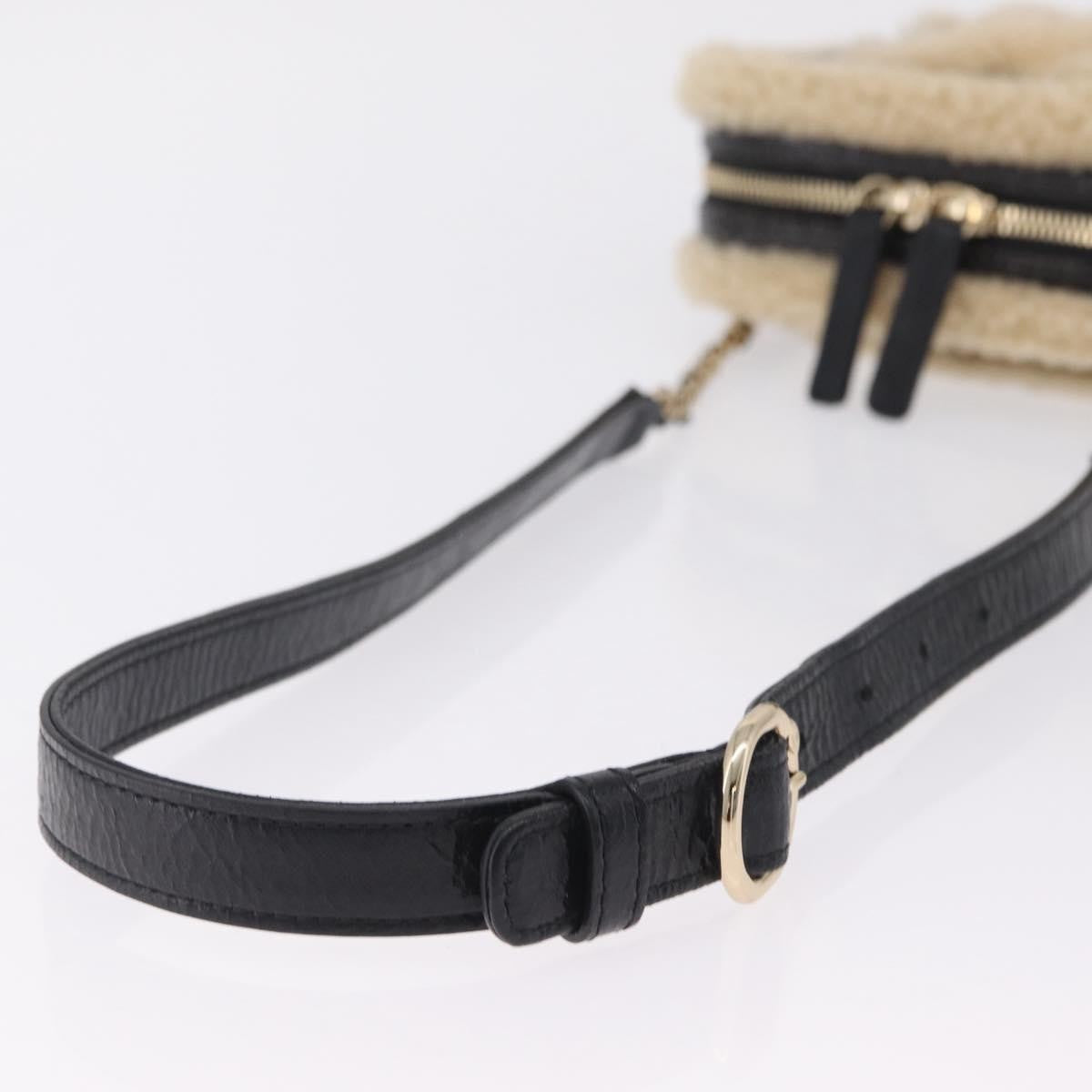 Chanel CC Mania Waist Shearling and Shiny Crumpled Sheepskin, Black, Textile, Handbag