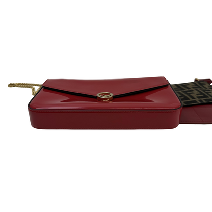 Fendi Wallet on Chain Patent Leather, Red, Patent Leather, Wallet