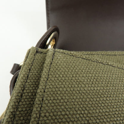 Chloe Tess Canvas with Leather, Green, Canvas, Handbag