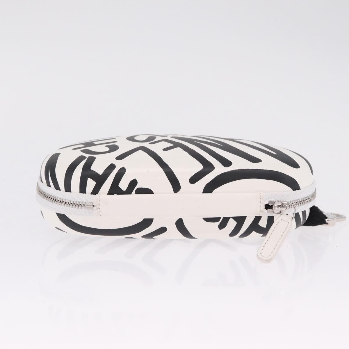 Chanel Coco Neige Zip Around Sunglasses Case with Chain Printed Leather, White, Leather, Sunglasses