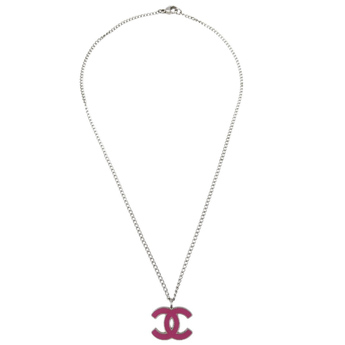Chanel CC Pendant Metal, Silver, Silver Plated, Necklace