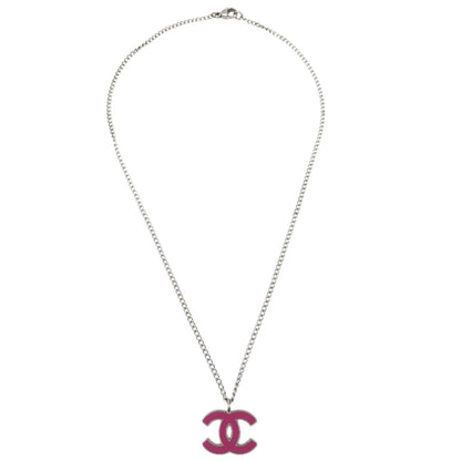 Chanel CC Pendant Metal, Silver, Silver Plated, Necklace