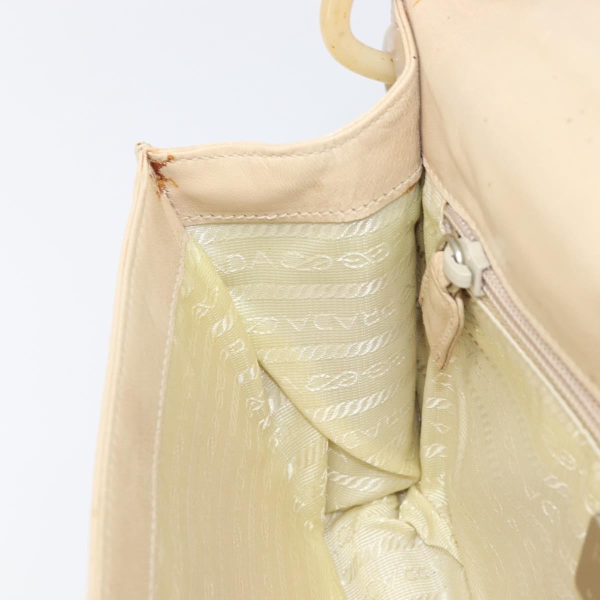 Prada Resin Chain Ruffle Flap Leather, Beige, Leather, Handbag