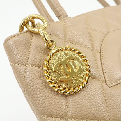Chanel Medallion Quilted Lambskin, Beige, Leather, Tote Bag