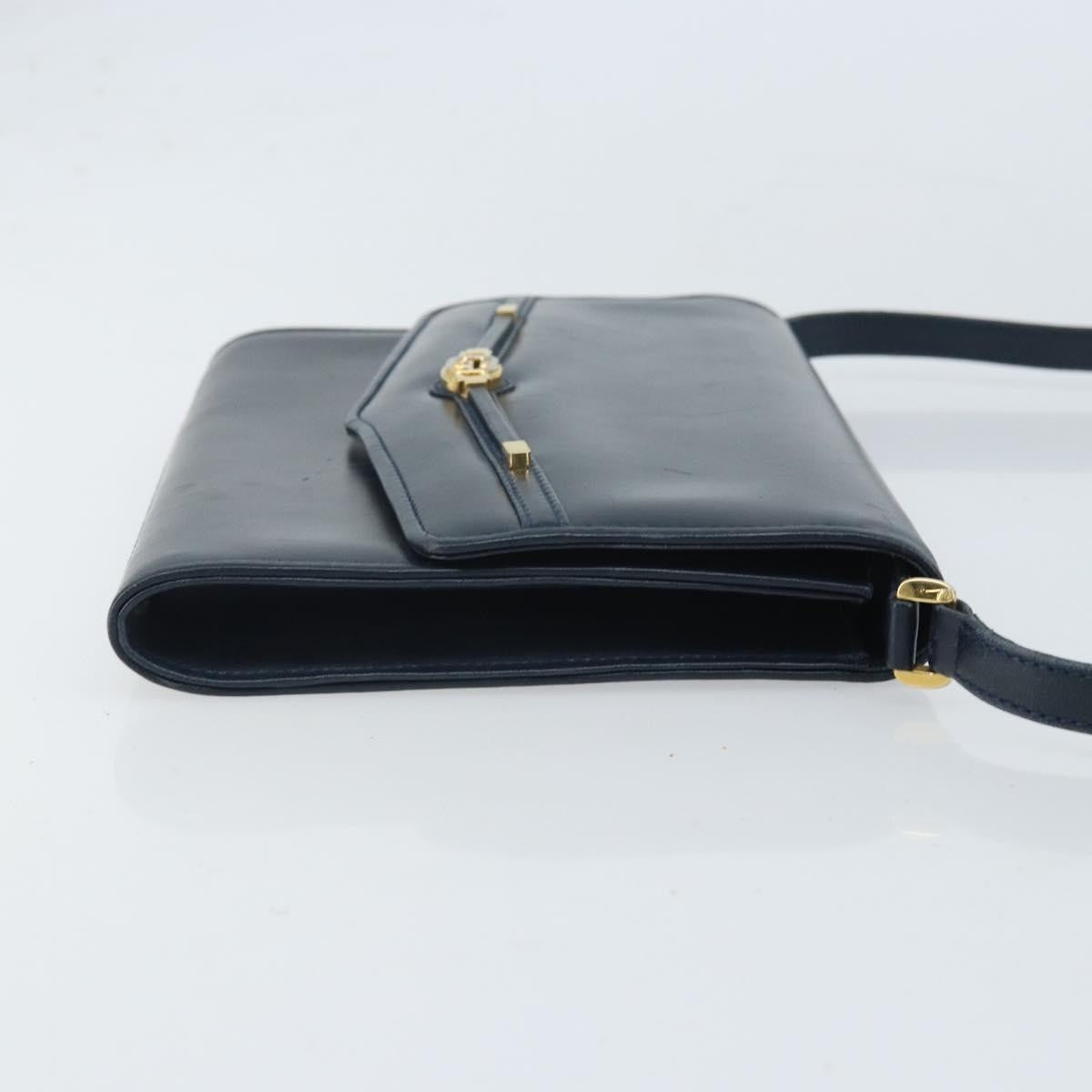 Gucci Vintage Interlocking G Flap Leather, Navy, Leather, Shoulder Bag